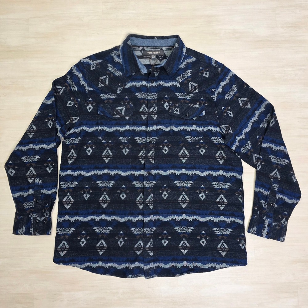 Cody James Pearl Snap Southwestern‎ Flannel Shirt Aztec Size XXL 2XL